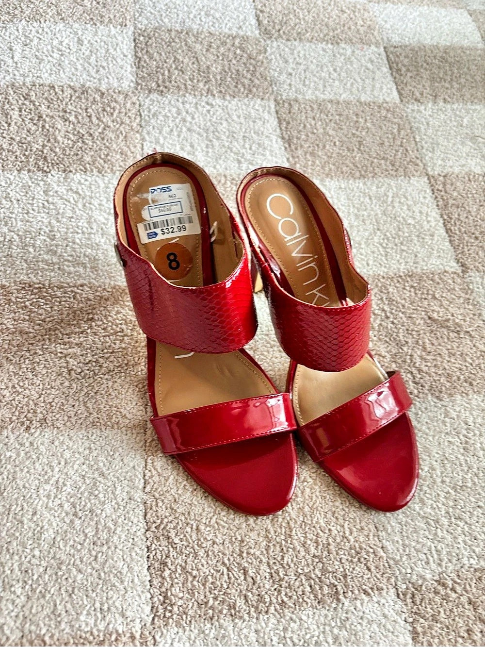 Calvin Klein Shayna Mule Heel Sandal Red US 8